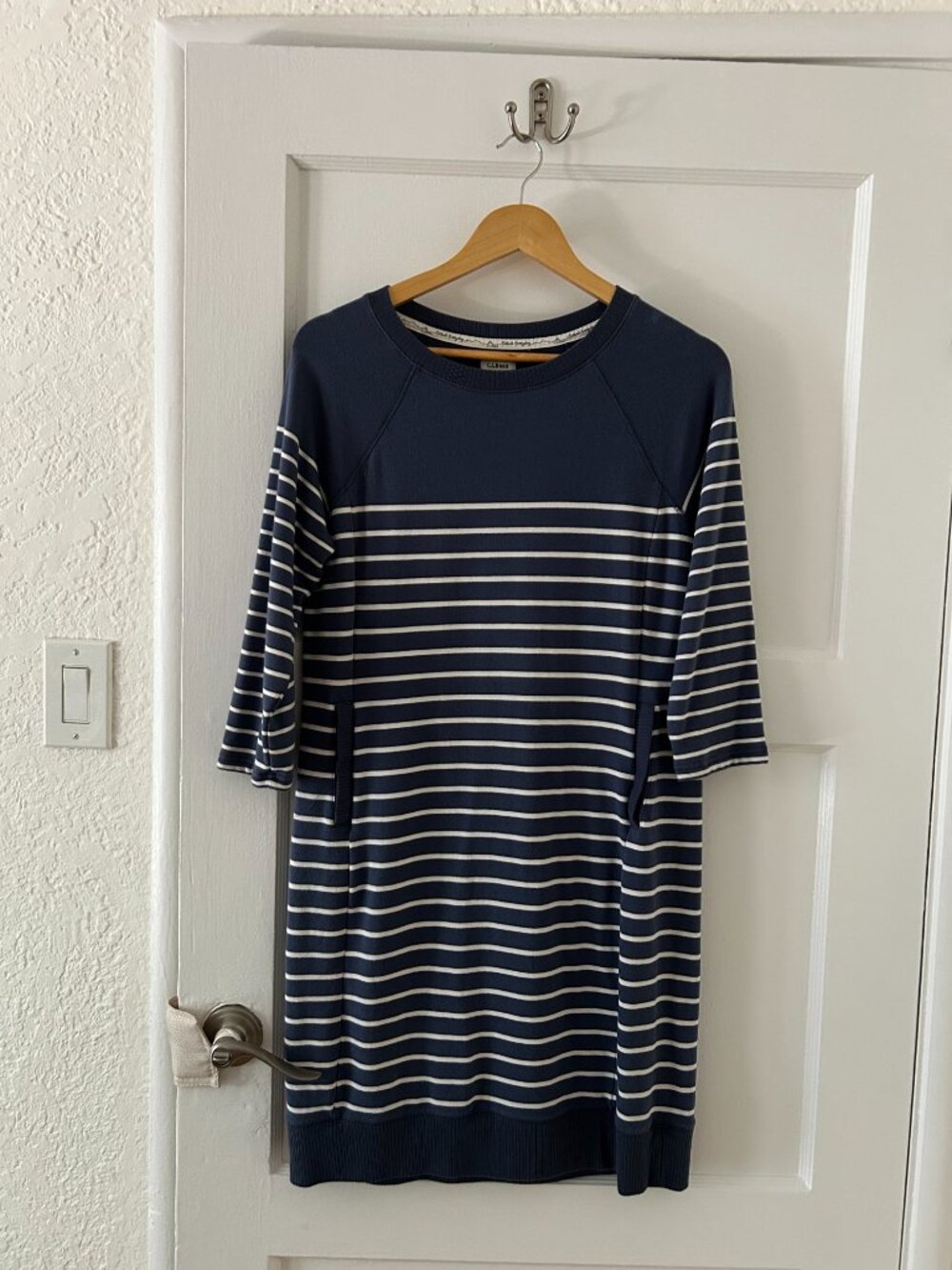 LL Bean Women's Sweatshirt Dress Blue Stripe XS - Picture 2 of 3